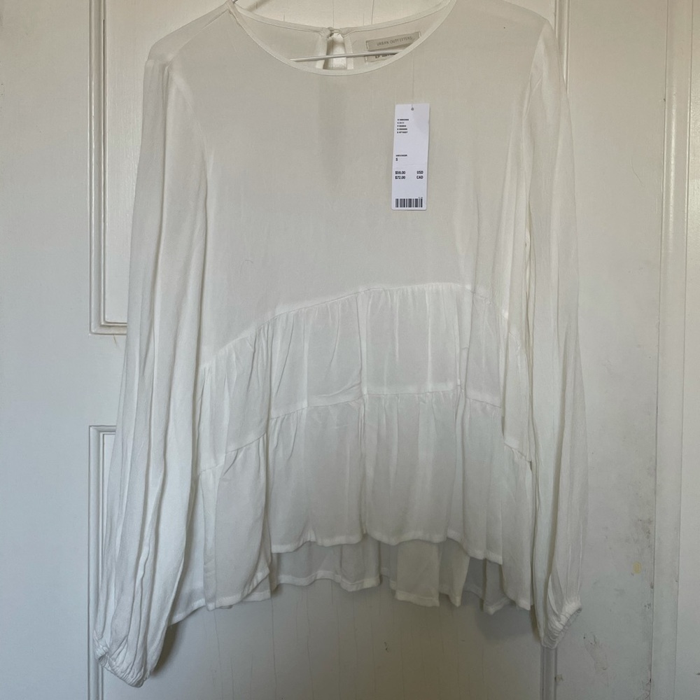 Urban Outfitters Tiered Babydoll Blouse Ivory S